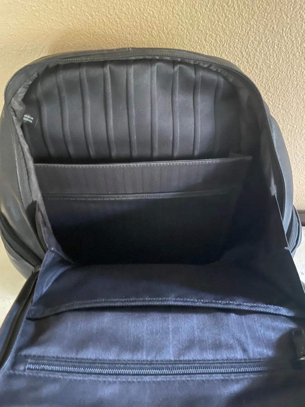 TUMI Black Leather Laptop Backpack